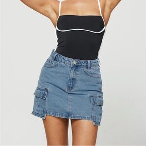 BRAND NEW WITH TAGS* princess Polly - maberley denim mini skirt (mid wash blue)